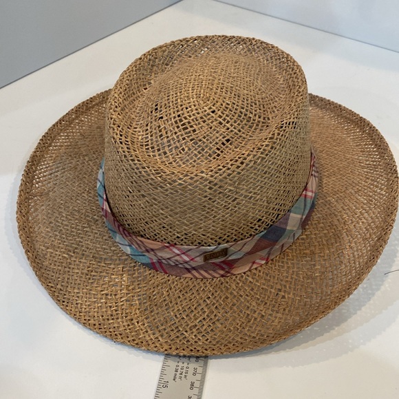 Kangol Sunstoppers Straw Hat in tan w colored band. Sun Protection VTG VGUC - Picture 12 of 14